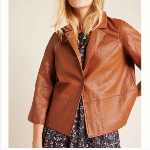 Anthro Hayden Embroidered Faux Leather Jacket - Small - Picture 5 of 12